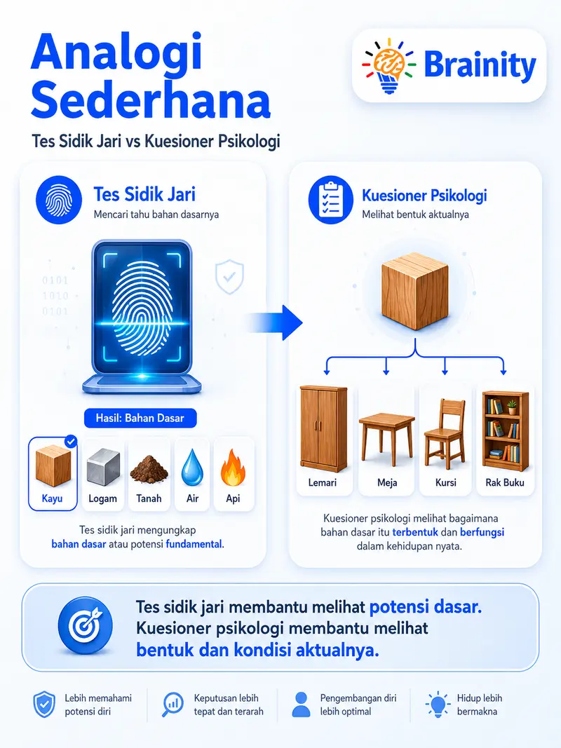 Analogi Sederhana Perbedaan Tes Sidik Jari dengan Kuesioner Psikologi